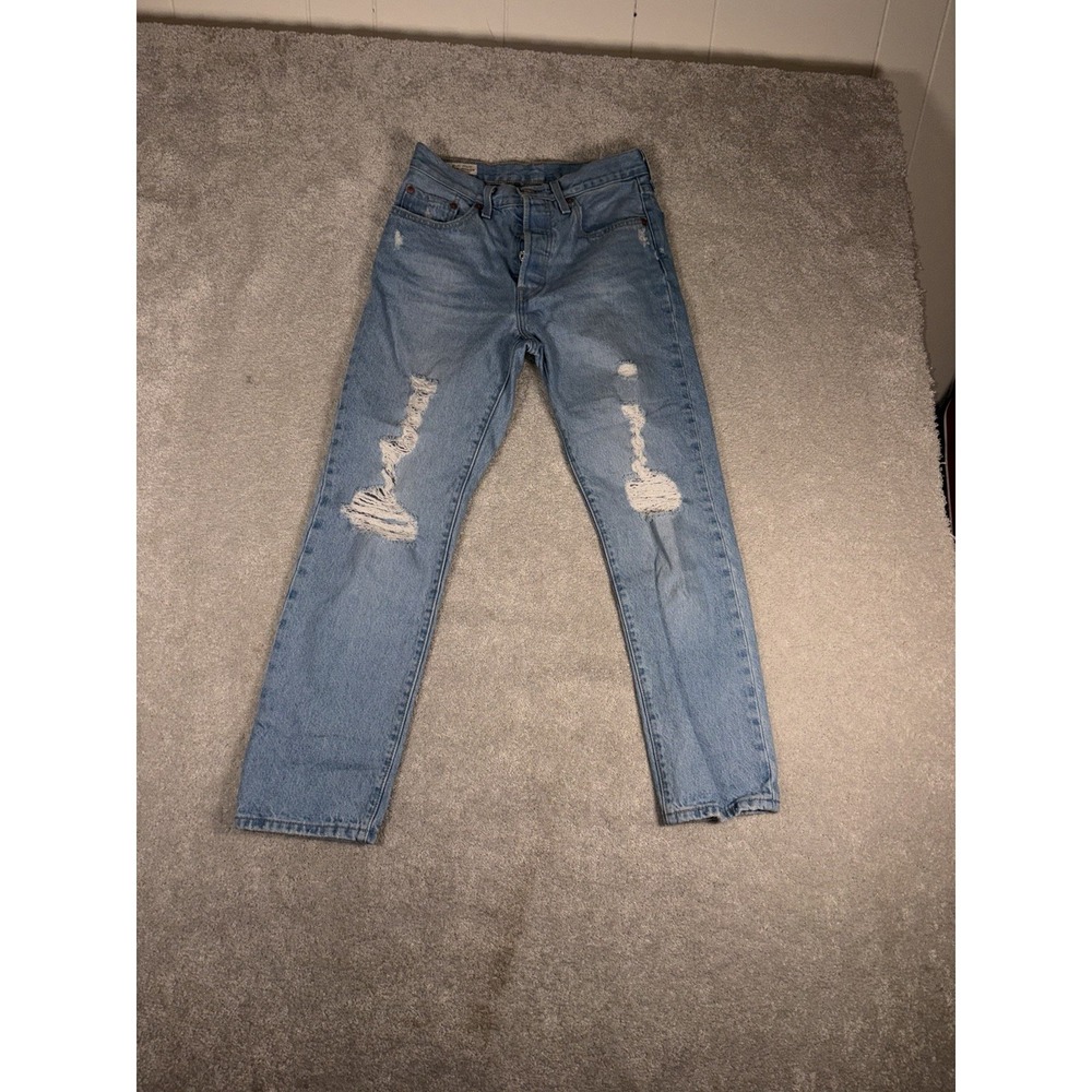 levis 501 premium denim‎ button fly 26x28 Women's Distressed Cotton Jeans